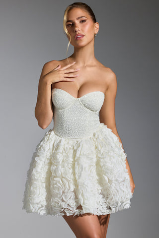 Evanthe Floral Mini Dress - White