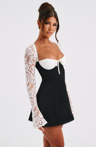 Jacinta Mini Dress - Black and White
