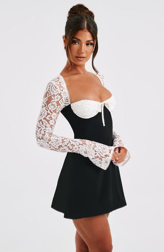 Jacinta Mini Dress - Black and White