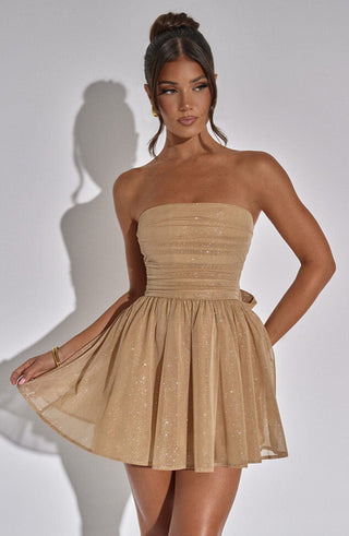 Shiny Katrina Mini Dress - Khaki